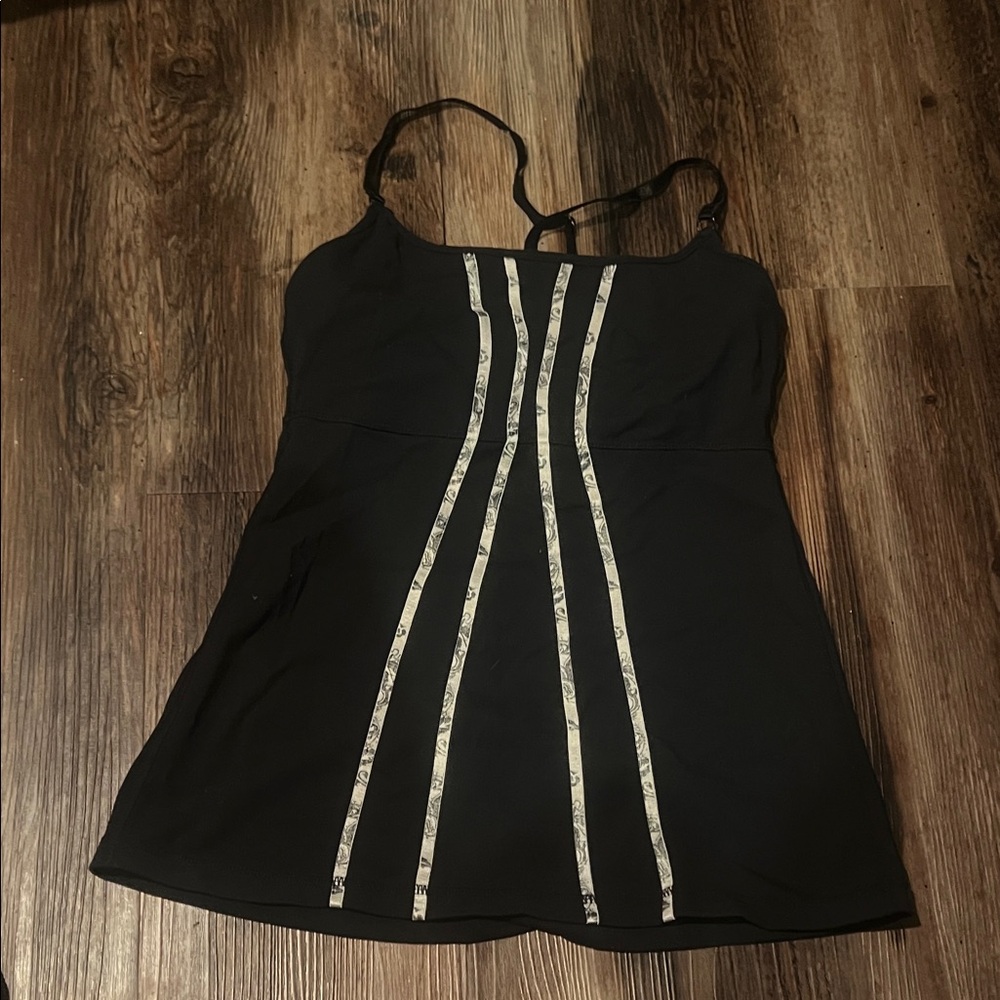 lululemon athletica Black Tank Top with White Stripes